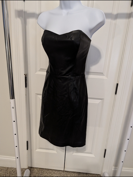 Kittenish Dresses & Skirts - Kittenish Strapless Black Faux Leather Sheath Dress
